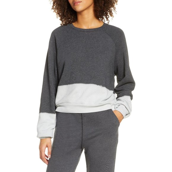 Zella Dip Dyed Sweatshirt Grey Forged NWT - Picture 1 of 10